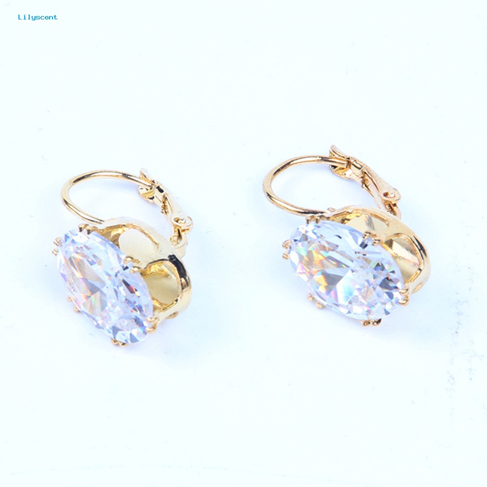 Lilyscent Wanita Teardrop Cubic Zirconia Hias Menjuntai Leverback Earrings Perhiasan Hadiah