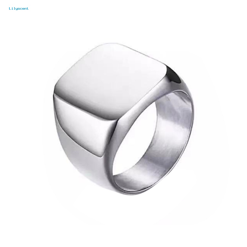 Lilyscent Cincin Pasangan Bebas Alergi Untuk Pakaian Sehari-Hari Pria Wanita Punk Vintage Square Ring Wedding Band Geometric