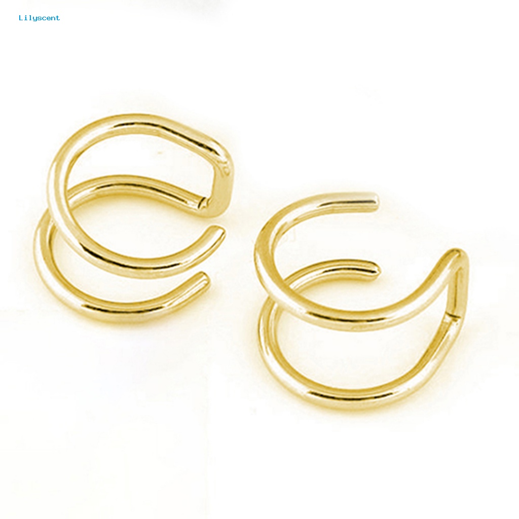 Lilyscent Anting Non Tindik Stainless Steel Untuk Pesta Unisex 2-row Fake Cartilage Ear Clip Keren