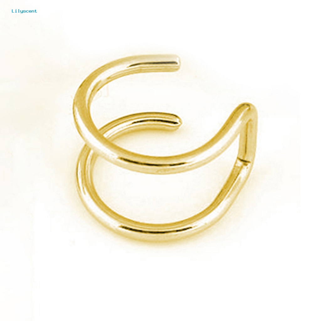 Lilyscent Anting Non Tindik Stainless Steel Untuk Pesta Unisex 2-row Fake Cartilage Ear Clip Keren