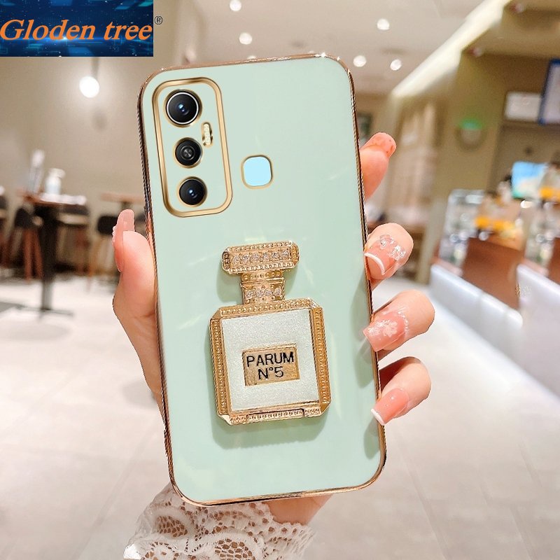 Gloden tree Casing Case Untuk Infinix Hot 11s NFC Hot 11play Hot 11s Case Dengan Botol Parfum Kickstand Lipat Cakupan Penuh Kamera Case