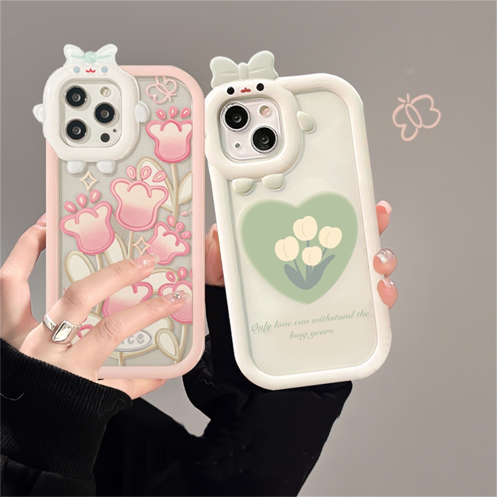 Butterfly Tulip Case OPPO A17 A57 2022 A15 A16 A16K A54 A53 A12 A5S A7 A3S A11k A31 A52 A92 A94 A93 A37 F9 A1K Reno 5a76 A96 A36 Sarung Telepon Bunga Silikon Lembut