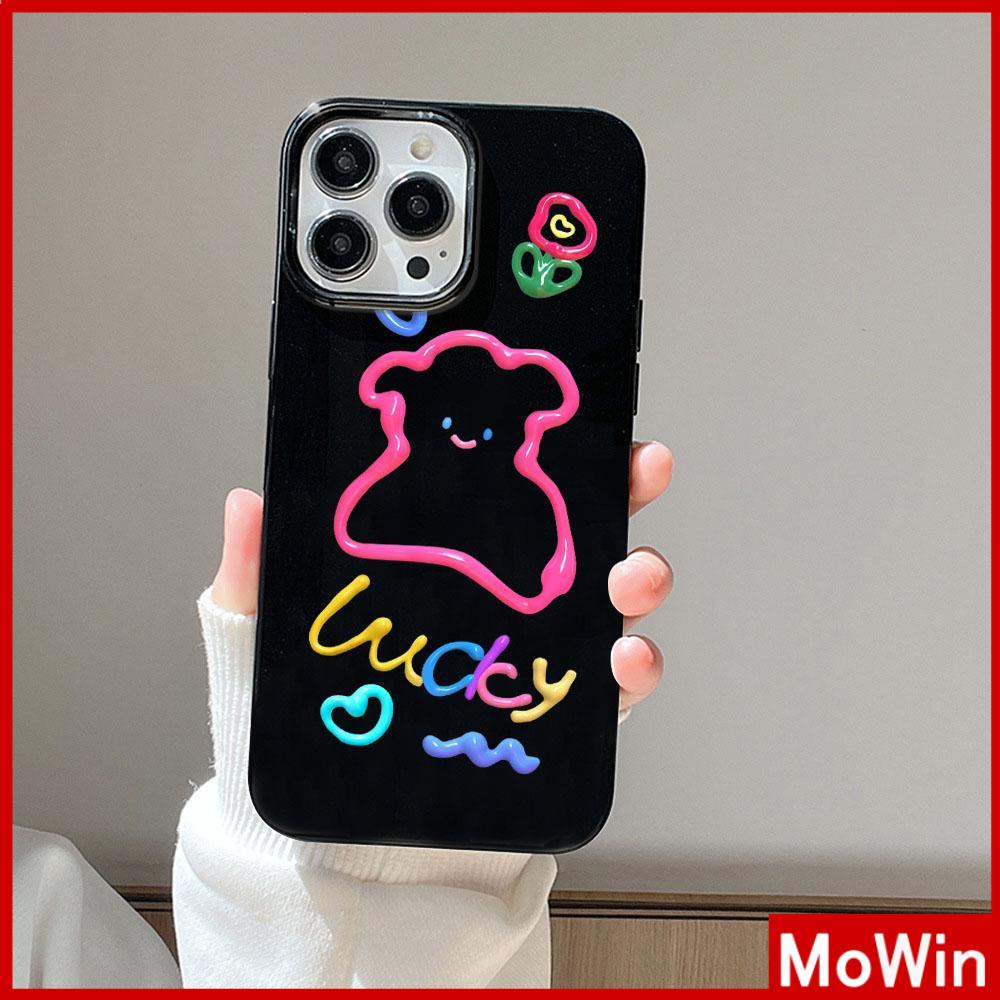 For iPhone 14 Pro Max iPhone Case Black Glossy TPU Soft Case Shockproof Protection Camera Cute Lucky Puppy Compatible with iPhone 13 Pro max 12 Pro Max 11 xr xs max 7Plus 8Plus