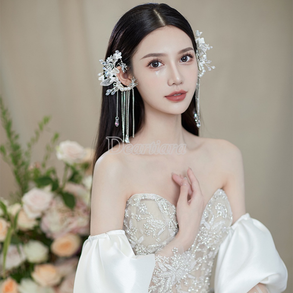 Fashion Telinga Gantung Hiasan Kepala Gaun Pengantin Pernikahan Bentuk Rambut Pendek Hiasan Rambut Pengantin Super Peri Hiasan Rambut