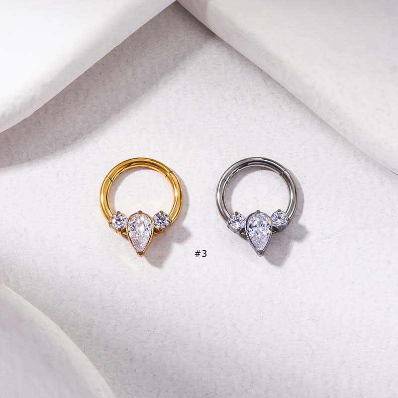 1biji G23 Baja Titanium Hoop Nose Ring Telinga Helix Fresh Piercing 16Gauge Hypoallergenic Dengan Zircon