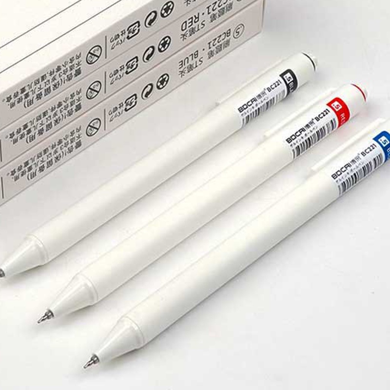 6pcs 0.5mm Jepang Sederhana Ditarik Gel Pen Hitam/Biru/Merah Tinta ST Jarum Nib Rollerball Pen