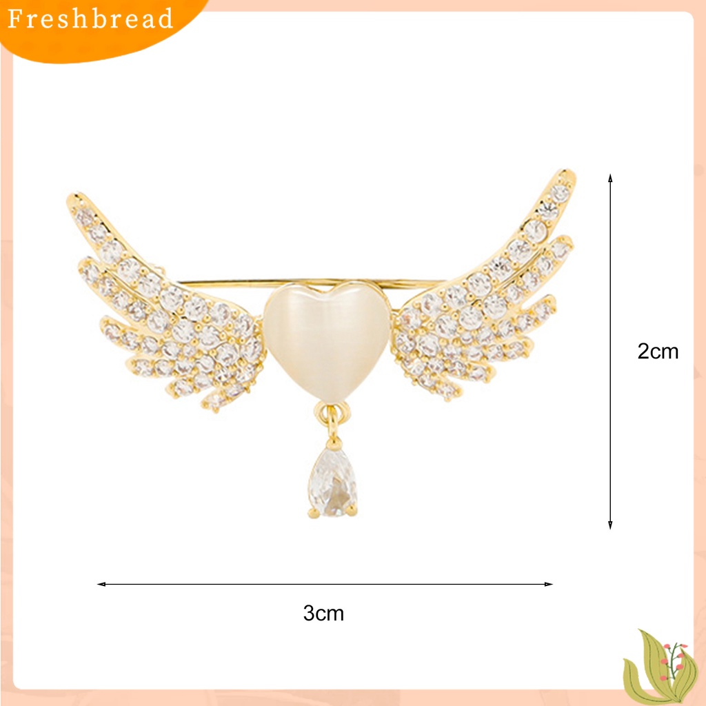 &lt; Freshbread &gt; Bros Pin Geometris Tetesan Air Mengkilap Penuh Berlian Imitasi Berkilau Hias Hadiah Cinta Sayap Malaikat Wanita Kerah Pin Breastpin Perhiasan Untuk Pakaian Sehari-Hari