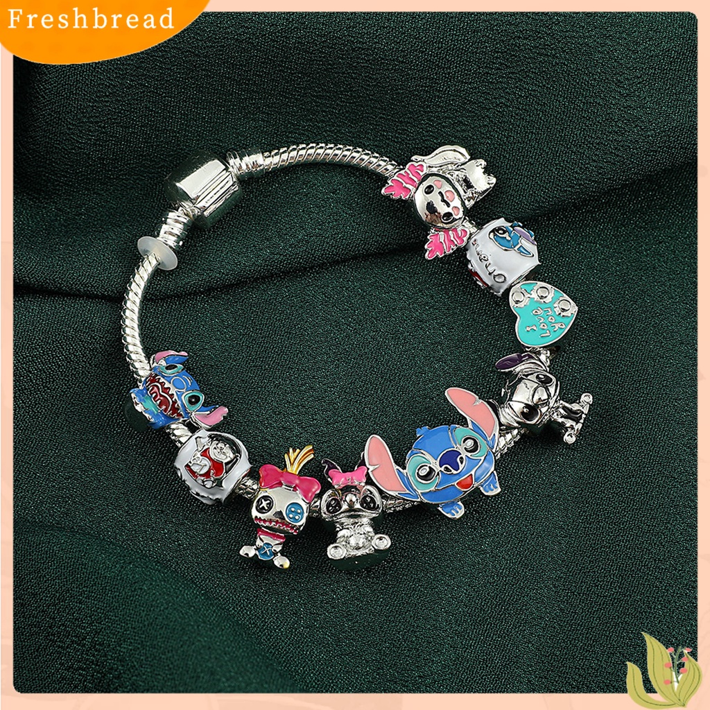 &lt; Freshbread &gt; Couple Gelang Kartun Anime Jahitan Liontin Beruntung Warna Cerah Berlapis Perak Hias Hadiah Ulang Tahun Pria Wanita Gelang Rantai Perhiasan Logam Aksesori Busana