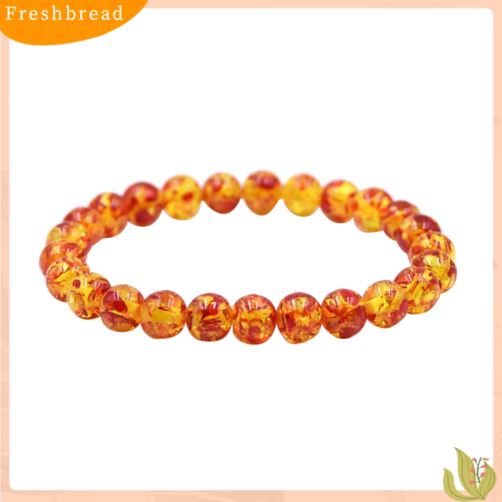 &lt; Freshbread &gt; 8mm/10mm Gelang Manik-Manik Bulat Batu Amber Buatan Pria Wanita Stretch Bangle