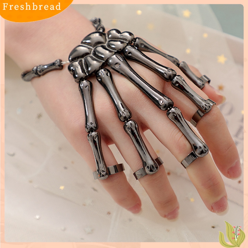 &lt; Freshbread &gt; Gelang Tangan Tangan Tengkorak Elastisitas Alloy Gothic Skeleton Halloween Cincin Bracelet Untuk Klub Malam