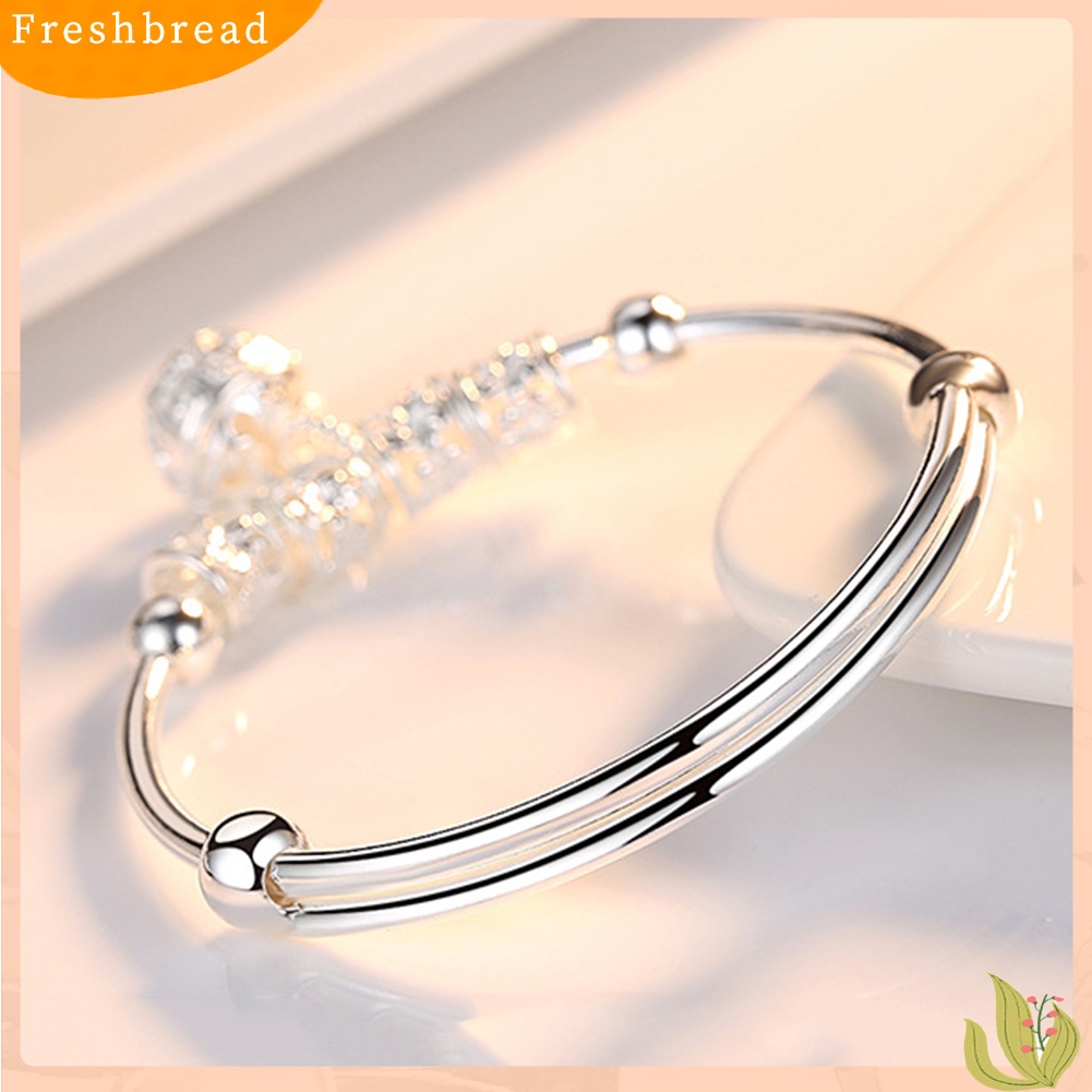 &lt; Freshbread &gt; Fashion Wanita Perak Berlapis Bola Berongga Pesona Bangle Gelang Perhiasan Hadiah