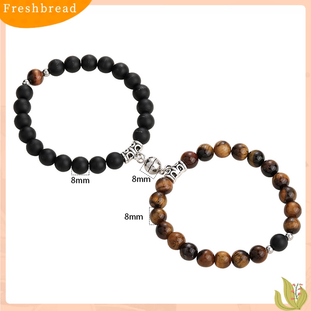 &lt; Freshbread &gt; 2Pcs Gelang Unisex Manik-Manik ic Perhiasan Batu Buram Anti Luntur Bangles Untuk Pacaran