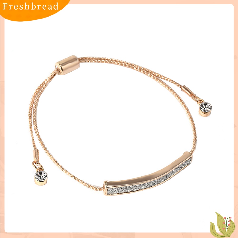 &lt; Freshbread &gt; Berlian Imitasi Minimalis Pave Bar Slider Gelang Cuff Bangle Wanita Perhiasan Pesta