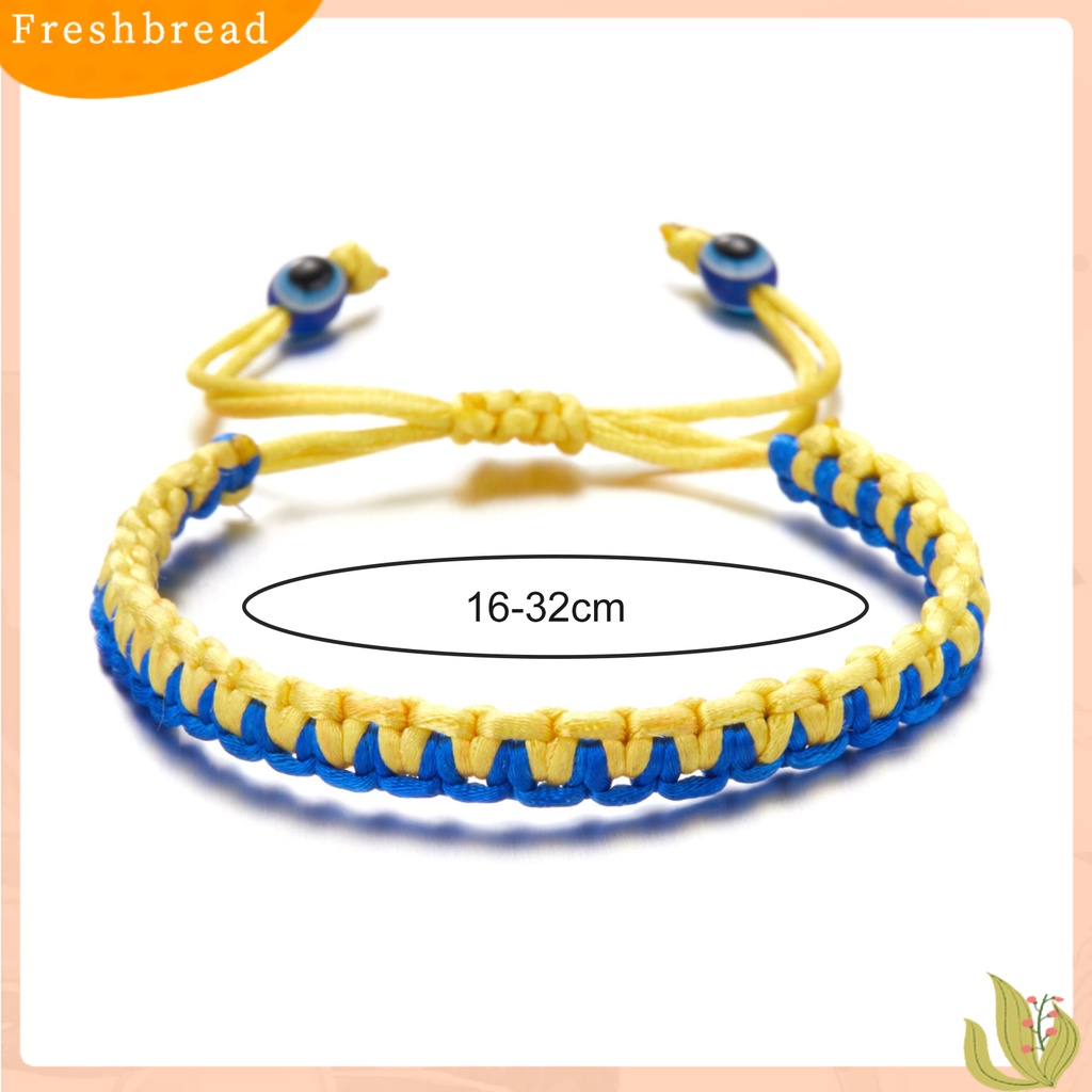 < Freshbread > Tenun Tangan Tali Kuat Dikepang Gelang Tahan Aus Gaya Etnik Biru Kuning Patchwork Adjustable Gelang Perhiasan Aksesoris