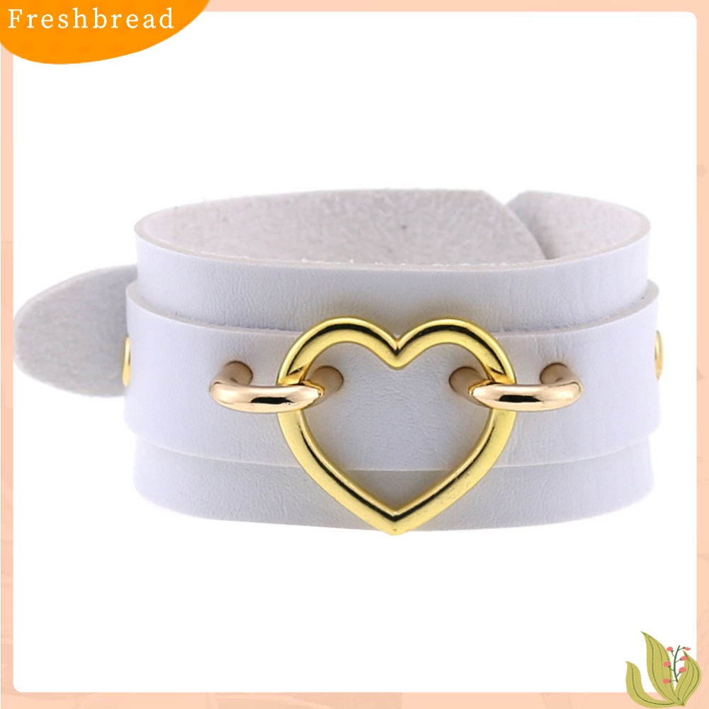 &lt; Freshbread &gt; Punk Wanita Jantung Cincin Double Layer Kulit Imitasi Gelang Bangle Perhiasan Hadiah