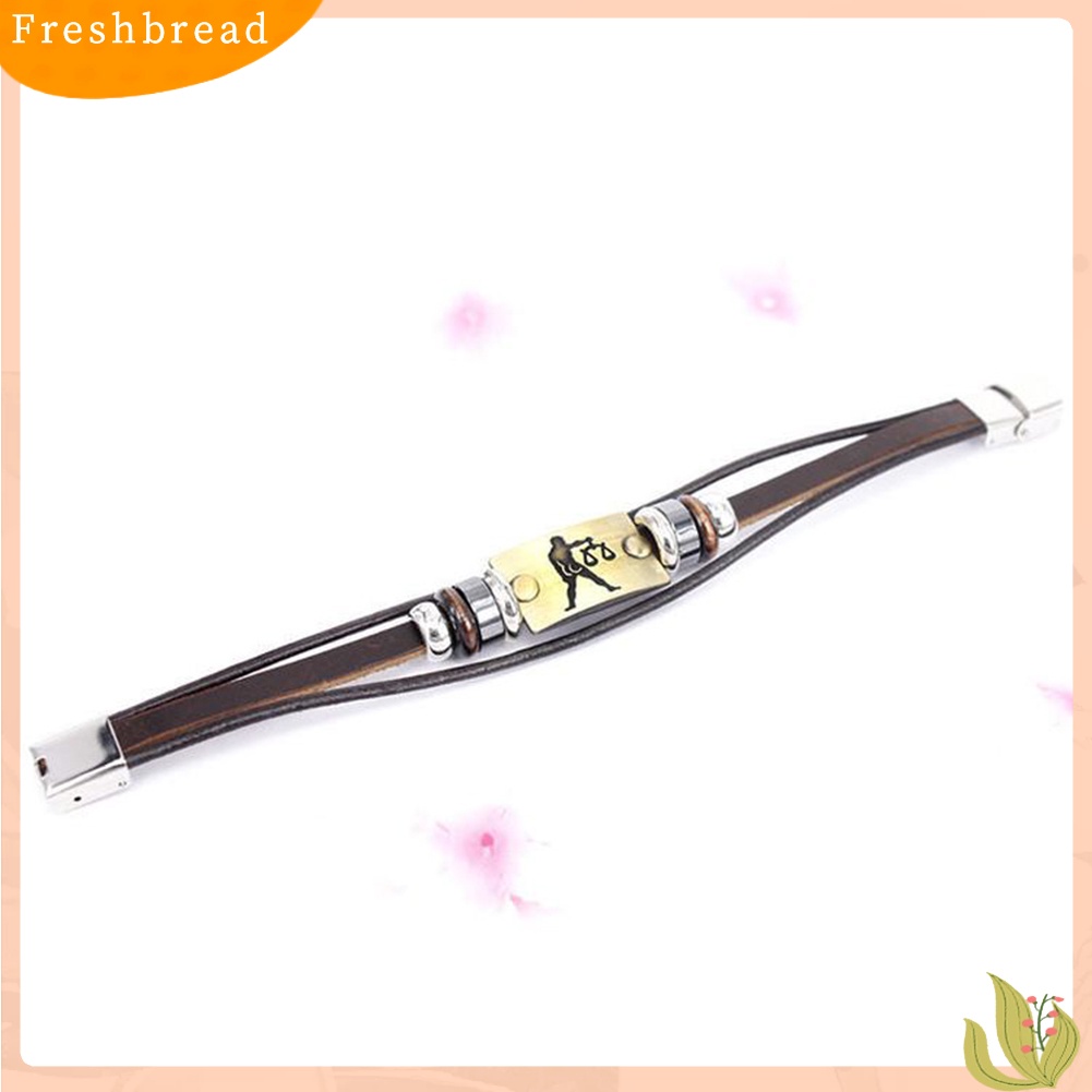 &lt; Freshbread &gt; Retro Unisex 12stelasi Multi Layer Braided Faux Leather Gelang Perhiasan