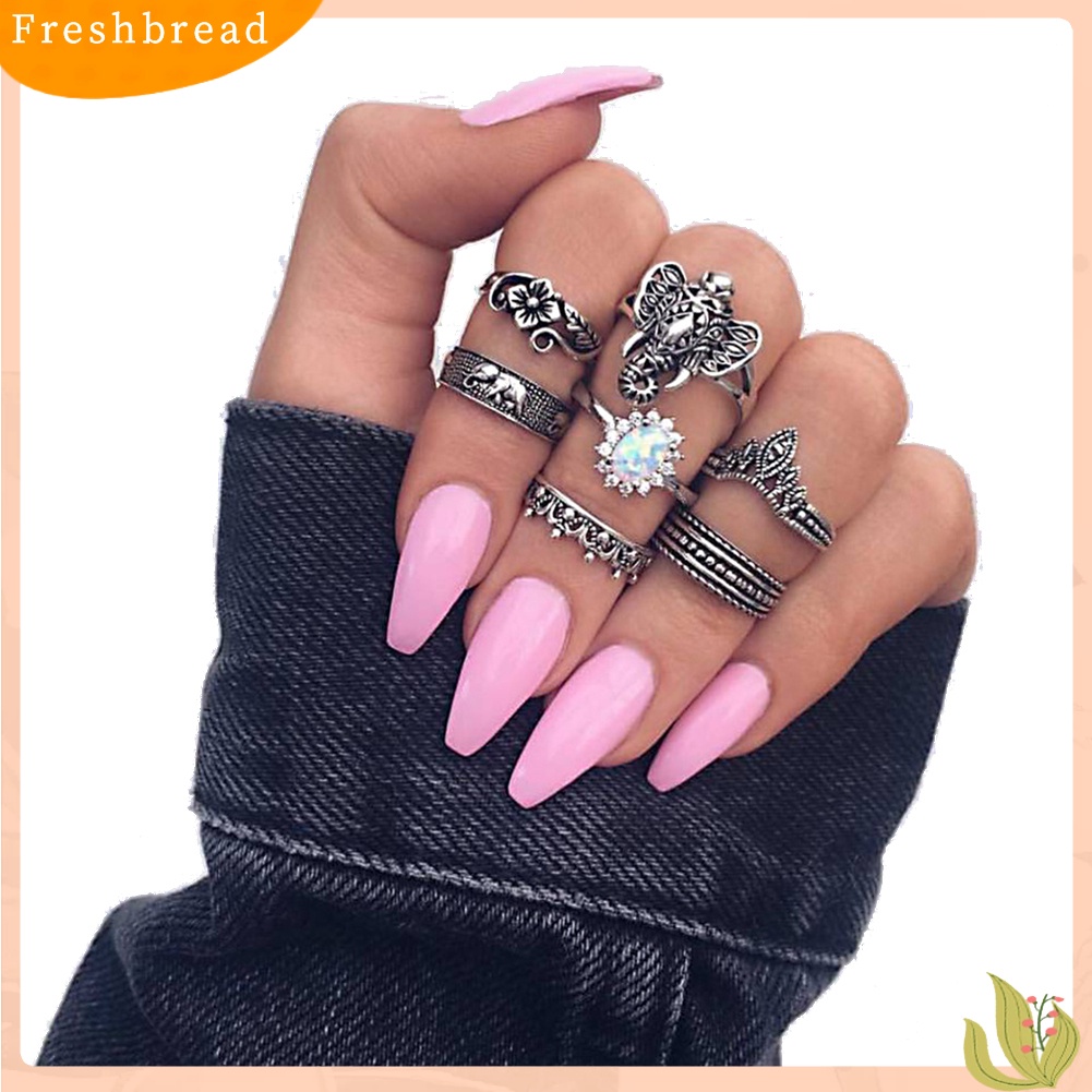 &lt; Freshbread &gt; 7Pcs/Set Bohemian Gajah Bunga Imitasi Batu Permata Jari Buku Jari Cincin Perhiasan