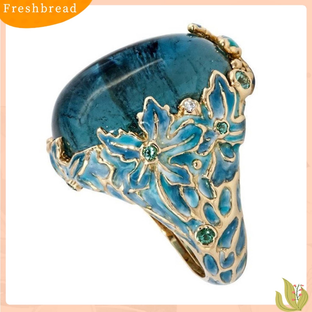 &lt; Freshbread &gt; Cincin Hias Eye-catching Anti-Cacat Retro Elegan Bunga Elemen Lady Ring Untuk Kehidupan Sehari-Hari