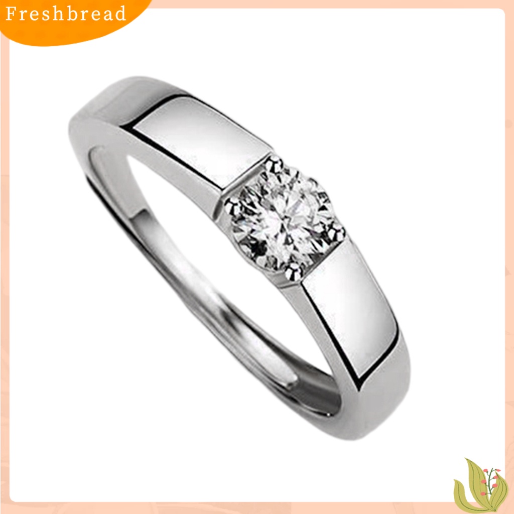 &lt; Freshbread &gt; Pasangan Cincin Pembukaan Dapat Disesuaikan Mewah Hadiah Pernikahan Berlian Imitasi Berkilau Wanita Pria Cincin Fashion Perhiasan