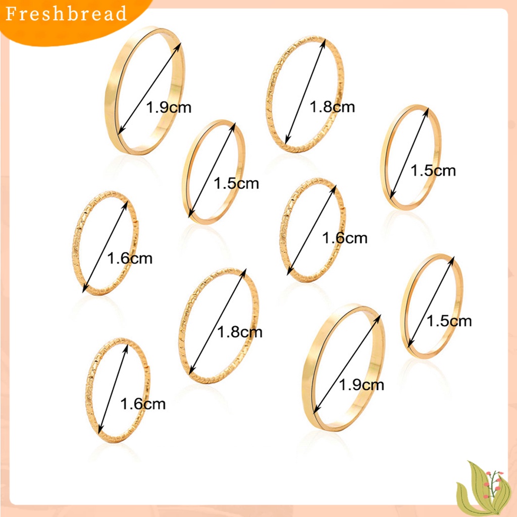 &lt; Freshbread &gt; 10Pcs Semua Pertandingan Cincin Jari Pengerjaan Halus Ringan Wanita Pria Warna Murni Fidget Ring Untuk Pergi Jalan