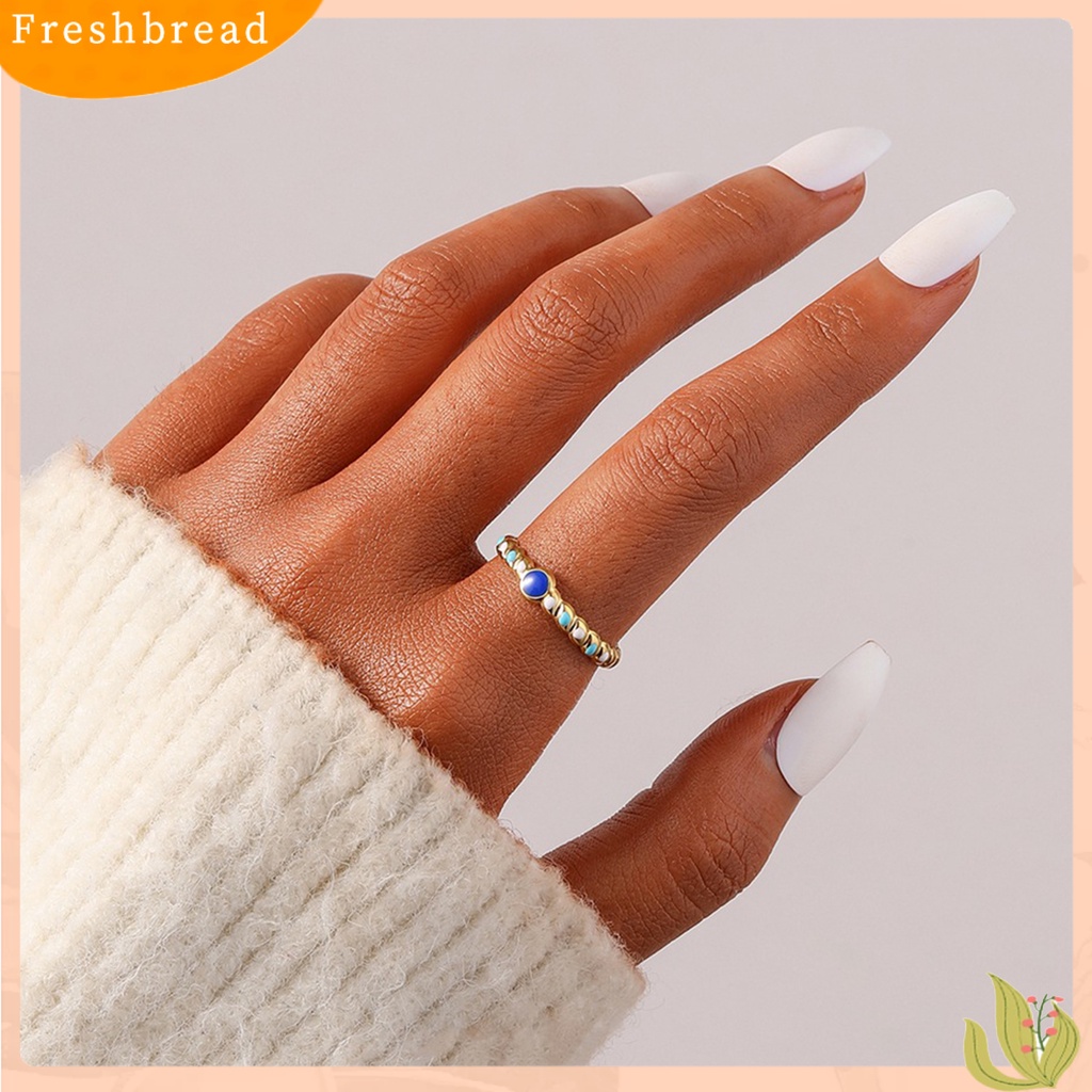 &lt; Freshbread &gt; Wanita Cincin Terbuka Multicolor Colorfast Bland Round Spot Opening Hias Stainless Steel Adjustable Lady Knuckle Ring Untuk Pakaian Sehari-Hari