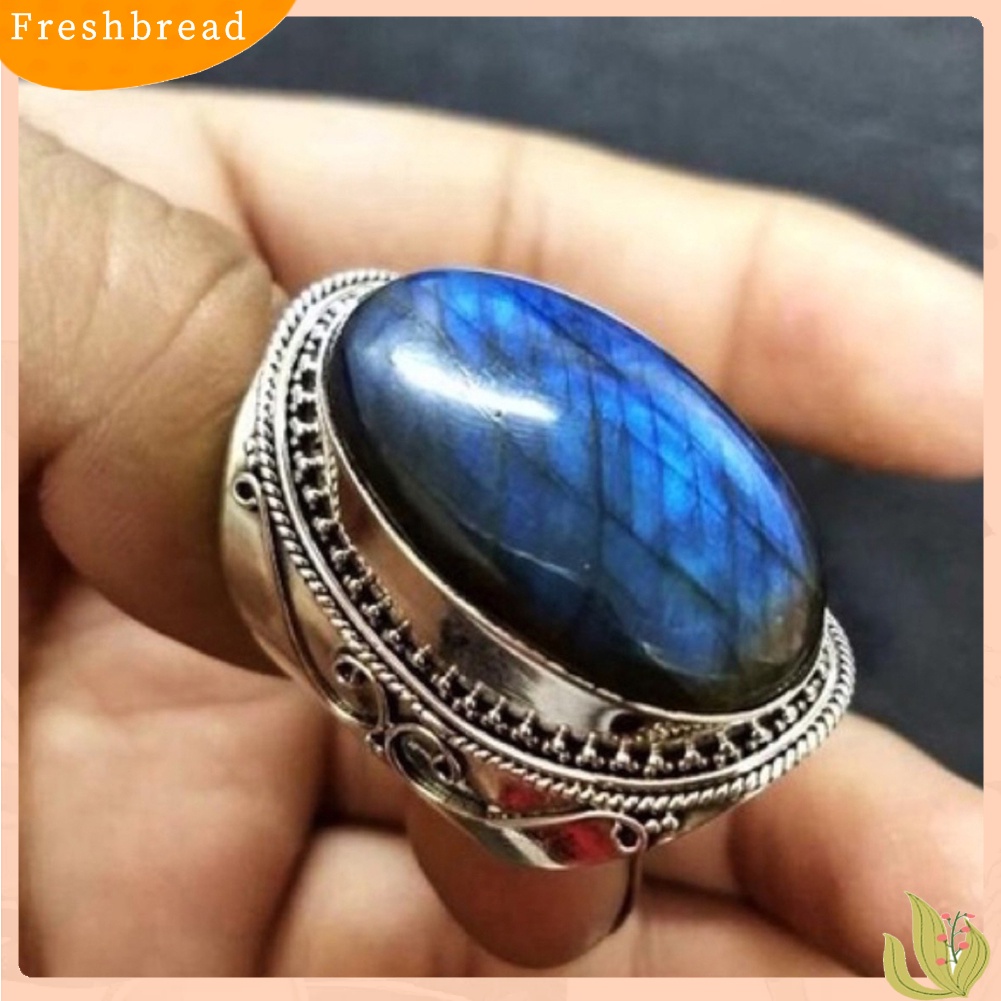 &lt; Freshbread &gt; Retro Pria Faux Turquoise Bertatahkan Jari Cincin Pertunangan Pesta Perhiasan Hadiah Xmas