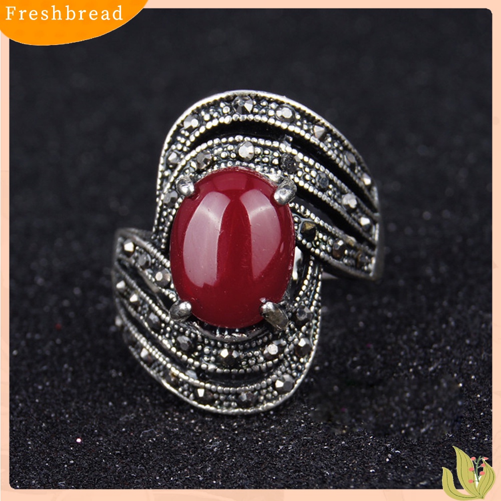 &lt; Freshbread &gt; Elegan Hias Cincin Jari Batu Permata Buatan Vintage Pesta Wanita Perhiasan Hadiah