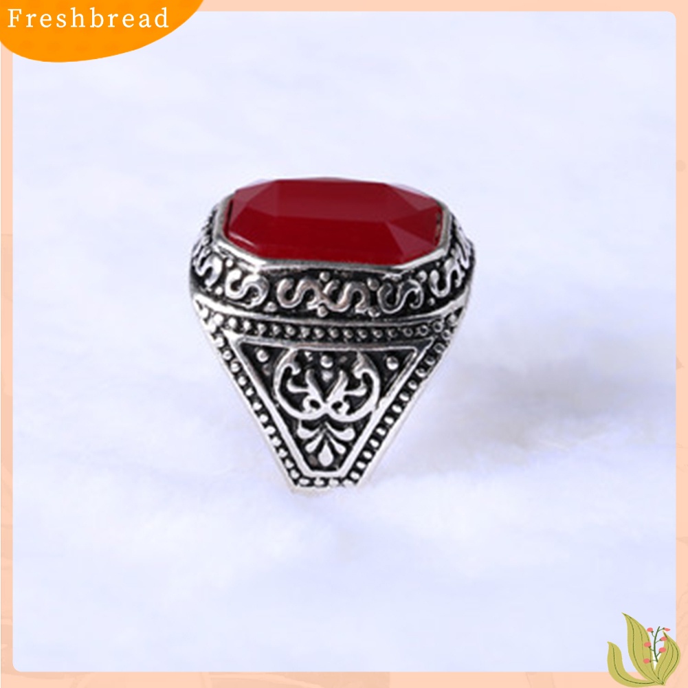 &lt; Freshbread &gt; Vintage Wanita Pria Pesona Geometris Ukir Cincin Pasangan Jari Perhiasan Ukuran7-10