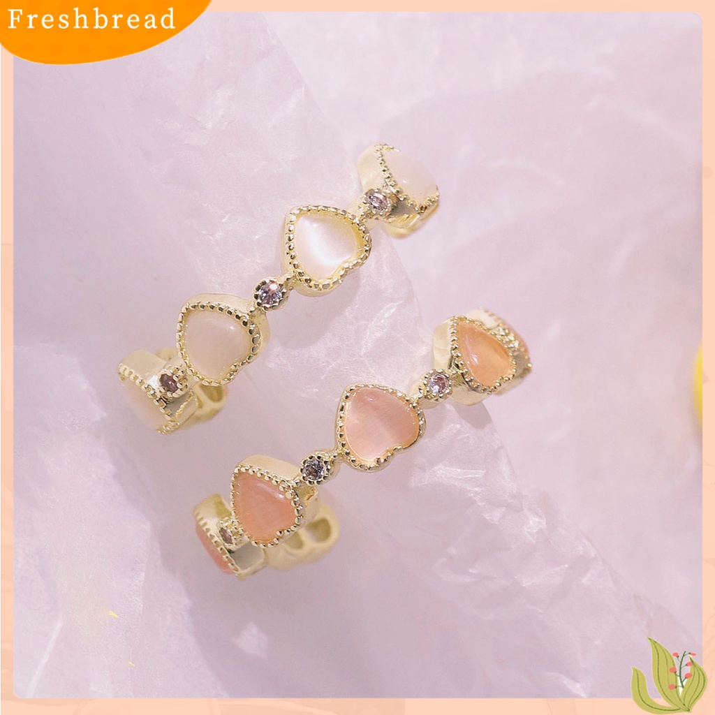 &lt; Freshbread &gt; Fashion Cincin Terbuka Dapat Disesuaikan Berbentuk Hati Opal Tembaga Jari Cincin Aksesoris Wanita