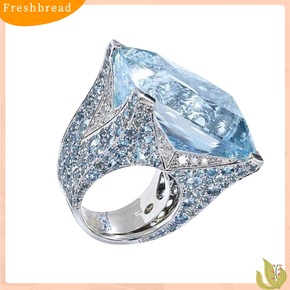 &lt; Freshbread &gt; Sparkling Women Cubic Zirconia Cincin Pengantin Pernikahan Pertunangan Pesta Perhiasan Hadiah