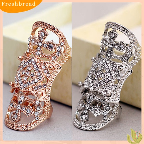 &lt; Freshbread &gt; Fashion Punk Keren Gaya Barat Berlian Imitasi Sendi Jari Silang Cincin Perhiasan