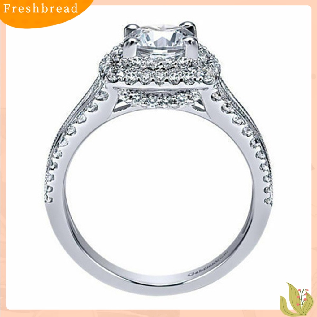 &lt; Freshbread &gt; Cincin Wanita Berlian Imitasi Hias Tidak Luntur Ringan Double Layers Wedding Circlet Untuk Ulang Tahun