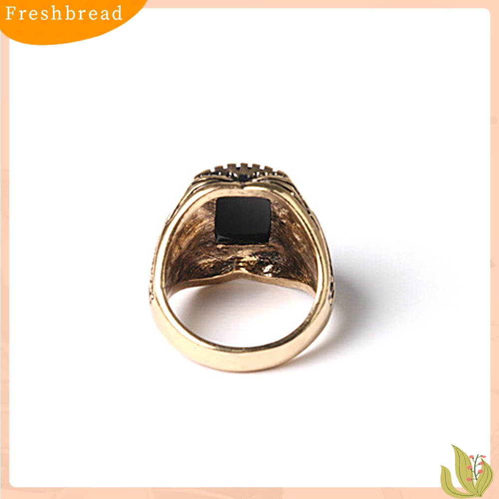 &lt; Freshbread &gt; Retro Pola Ukiran Buatan Batu Permata Alloy Jari Cincin Pria Perhiasan Hadiah