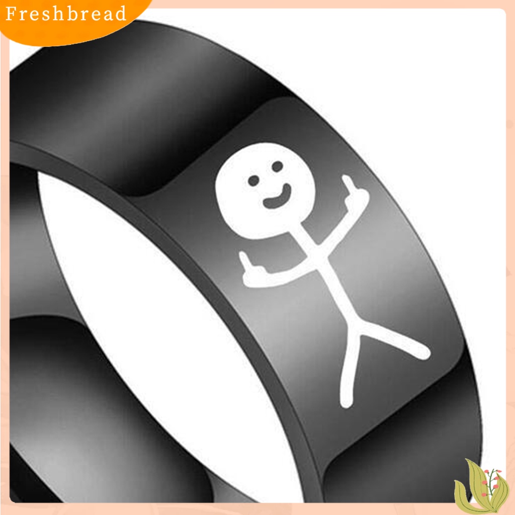 &lt; Freshbread &gt; Cincin Pasangan Hip Hop Dipoles Fashion Perhiasan Hadiah Baja Titanium Gambar Tangan Stickman Graffiti Women Ring Untuk Perjamuan