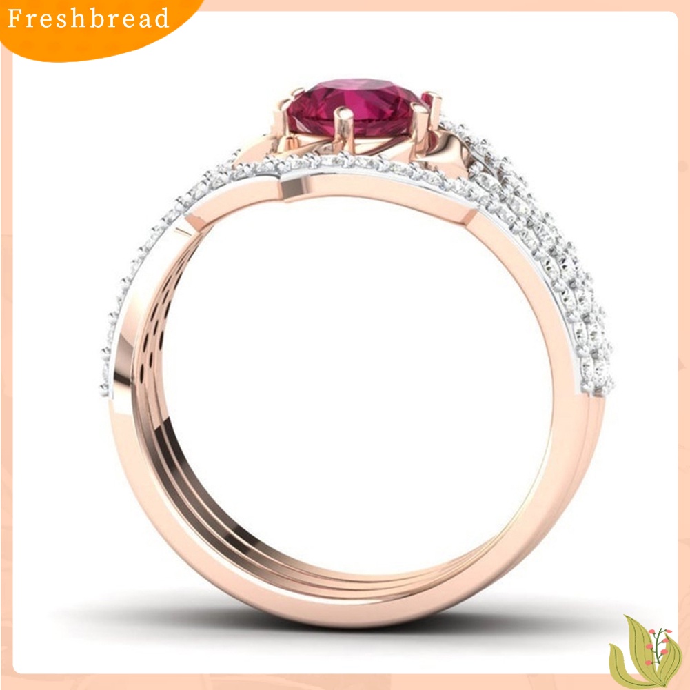 &lt; Freshbread &gt; 3Pcs Elegent Wanita Faux Ruby Berlian Imitasi Hias Jari Cincin Band Perhiasan Hadiah