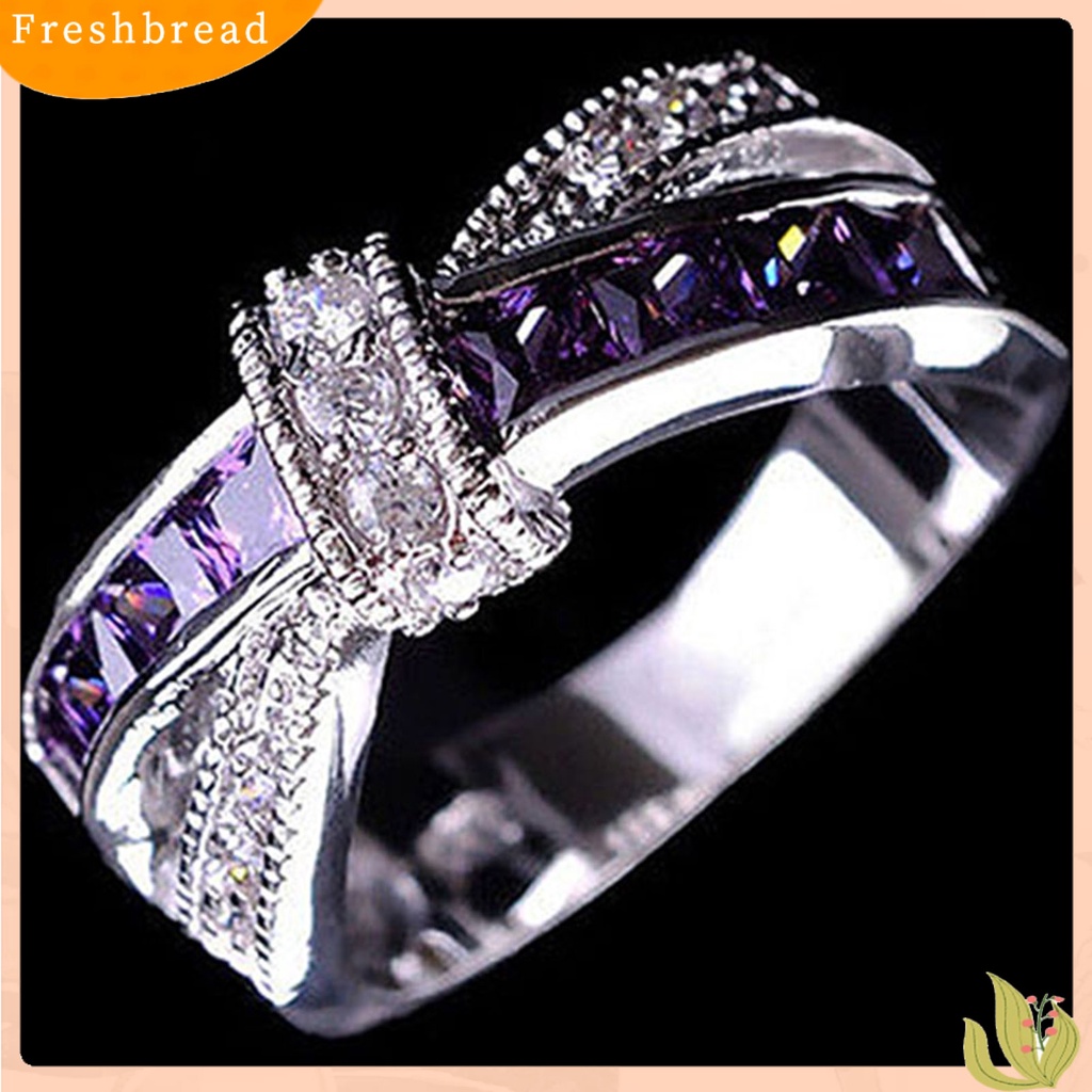 &lt; Freshbread &gt; Cincin Berlian Imitasi Hias Hias Alloy Desain Silang Finger Band Untuk Pesta