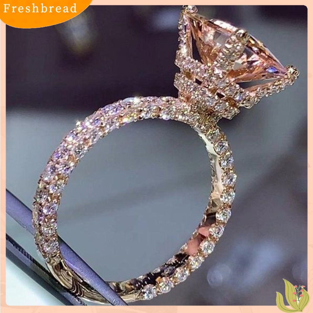 &lt; Freshbread &gt; Wanita Cincin Persegi Besar Cubic Zirconia Perhiasan Fashion Penampilan Indah Jari Cincin Untuk Pernikahan