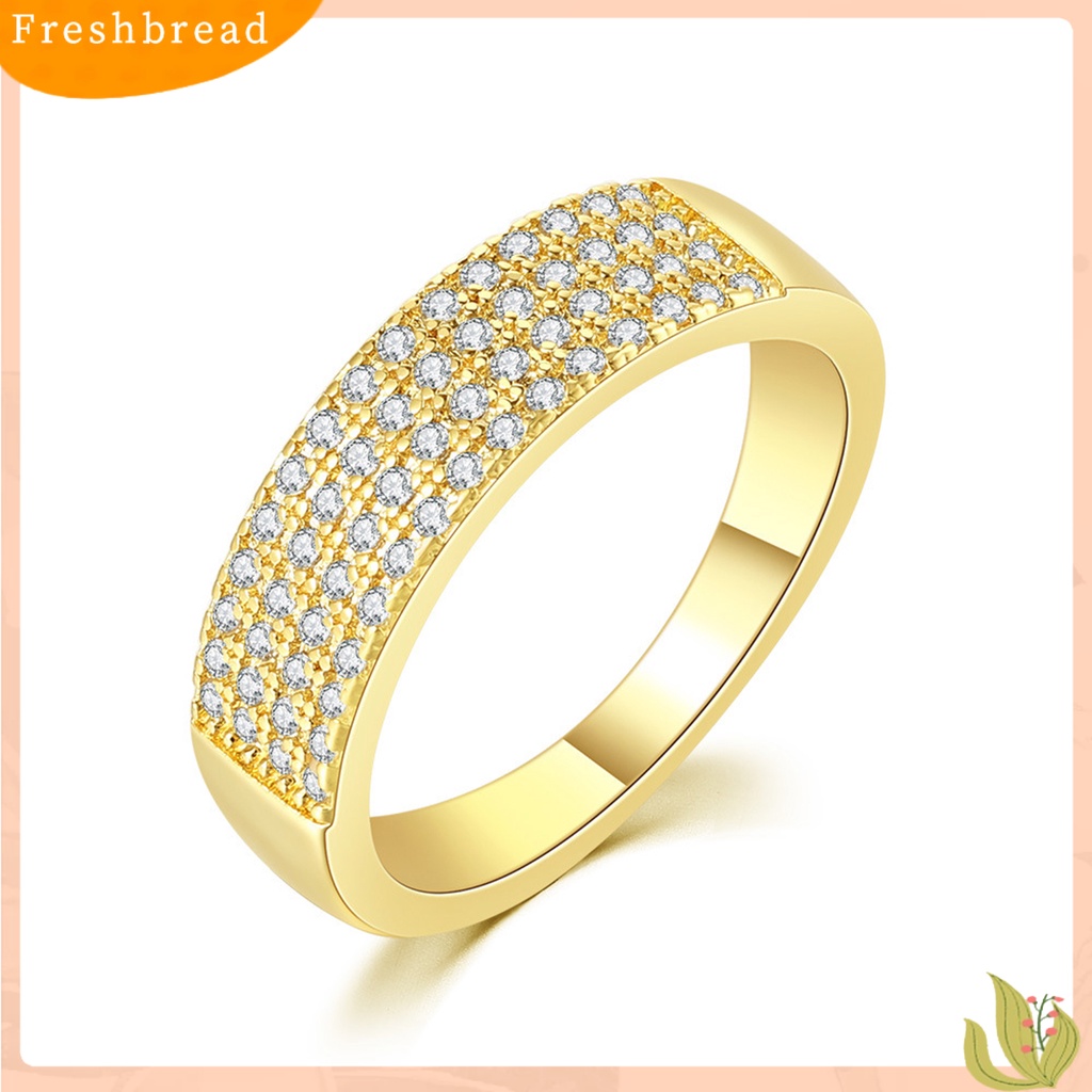 &lt; Freshbread &gt; Wanita Cincin High-end Stainless Indah Antikarat Kokoh Tidak Luntur Berlian Imitasi Mengkilap Permukaan Halus Colorfast Lady Finger Ring Hadiah