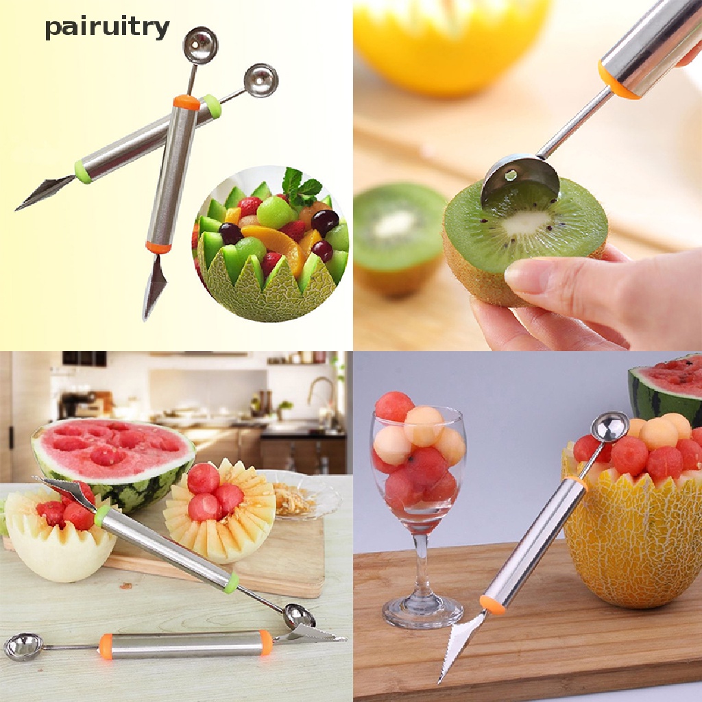 Prt New Stainless Steel Ice Cream Double-End Scoop Spoon Melon Baller Cutter Buah PRT