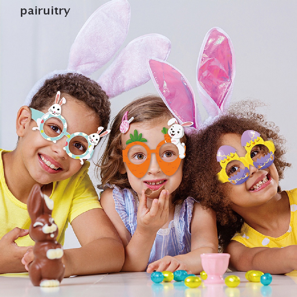 Prt 6Pcs/Pack Easter Fun Glasses Frame Dekorasi Pesta Paskah Gelas Kertas PRT