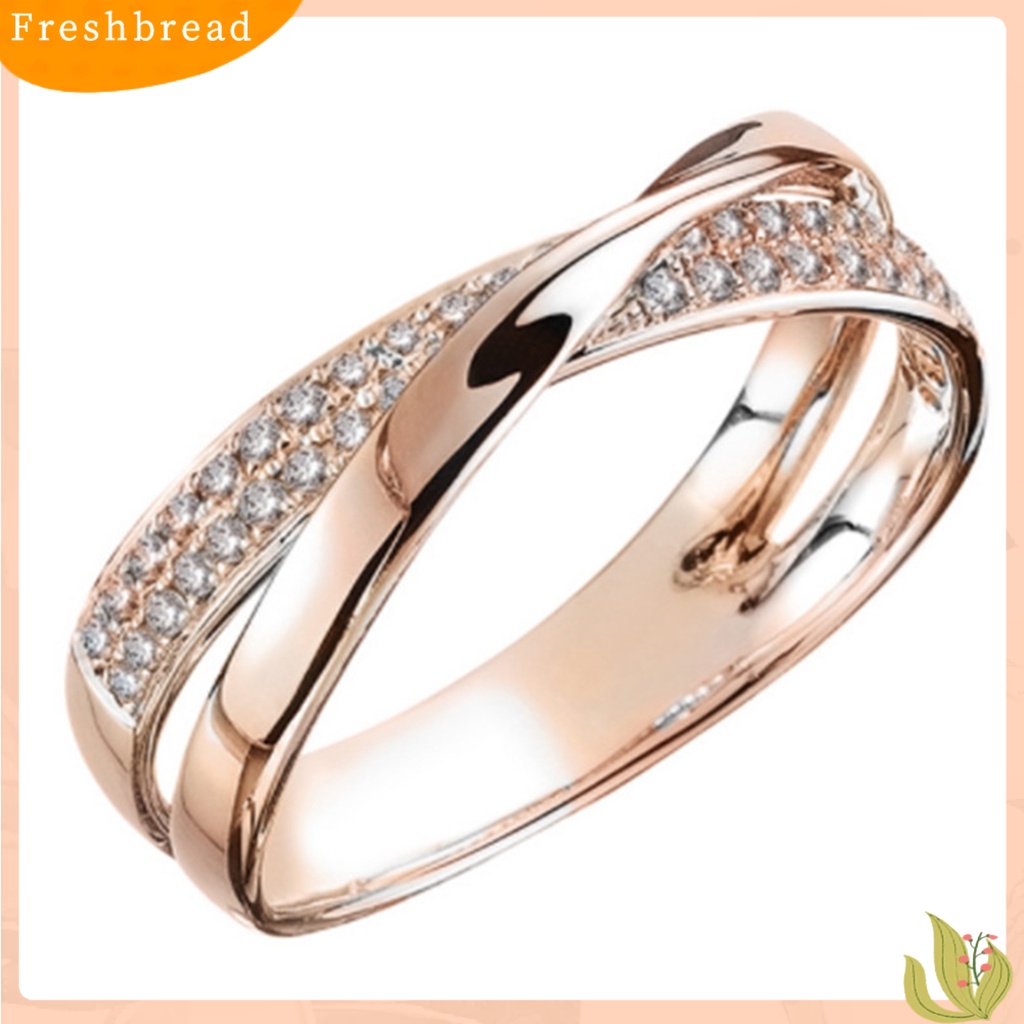 &lt; Freshbread &gt; Cincin Silang Bentuk X Two Tone Perhiasan Wanita Indah Trendy Rings Untuk Pernikahan