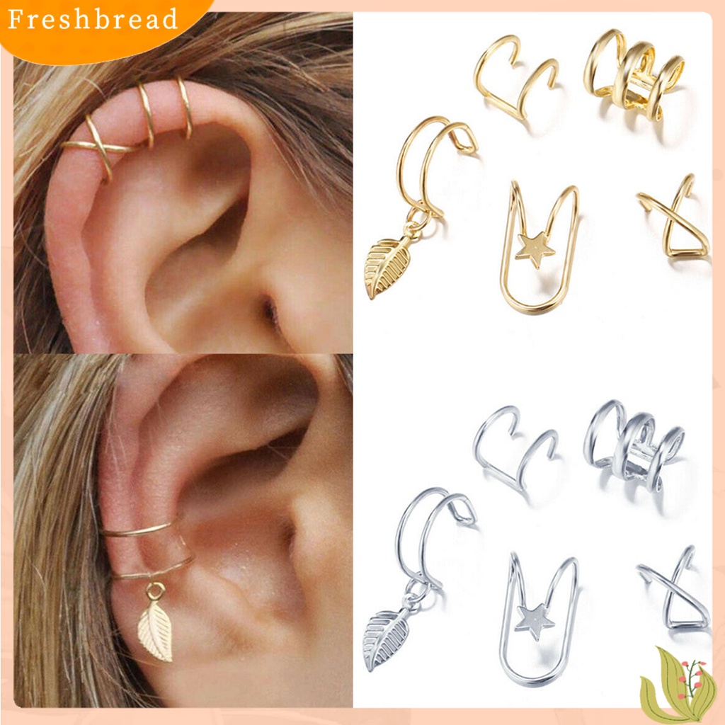 &lt; Freshbread &gt; 5Pcs/Set Kreatif Ganda C Berbentuk U Tulang Rawan Tanpa Tindik Anting Klip Telinga