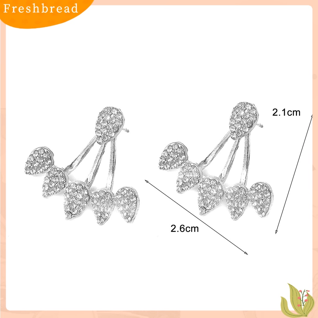 &lt; Freshbread &gt; 1pasang Tindik Menawan Wanita Anting Depan Belakang Gantung Jenis Tetesan Air Berlian Imitasi Telinga Studs Perhiasan Aksesori