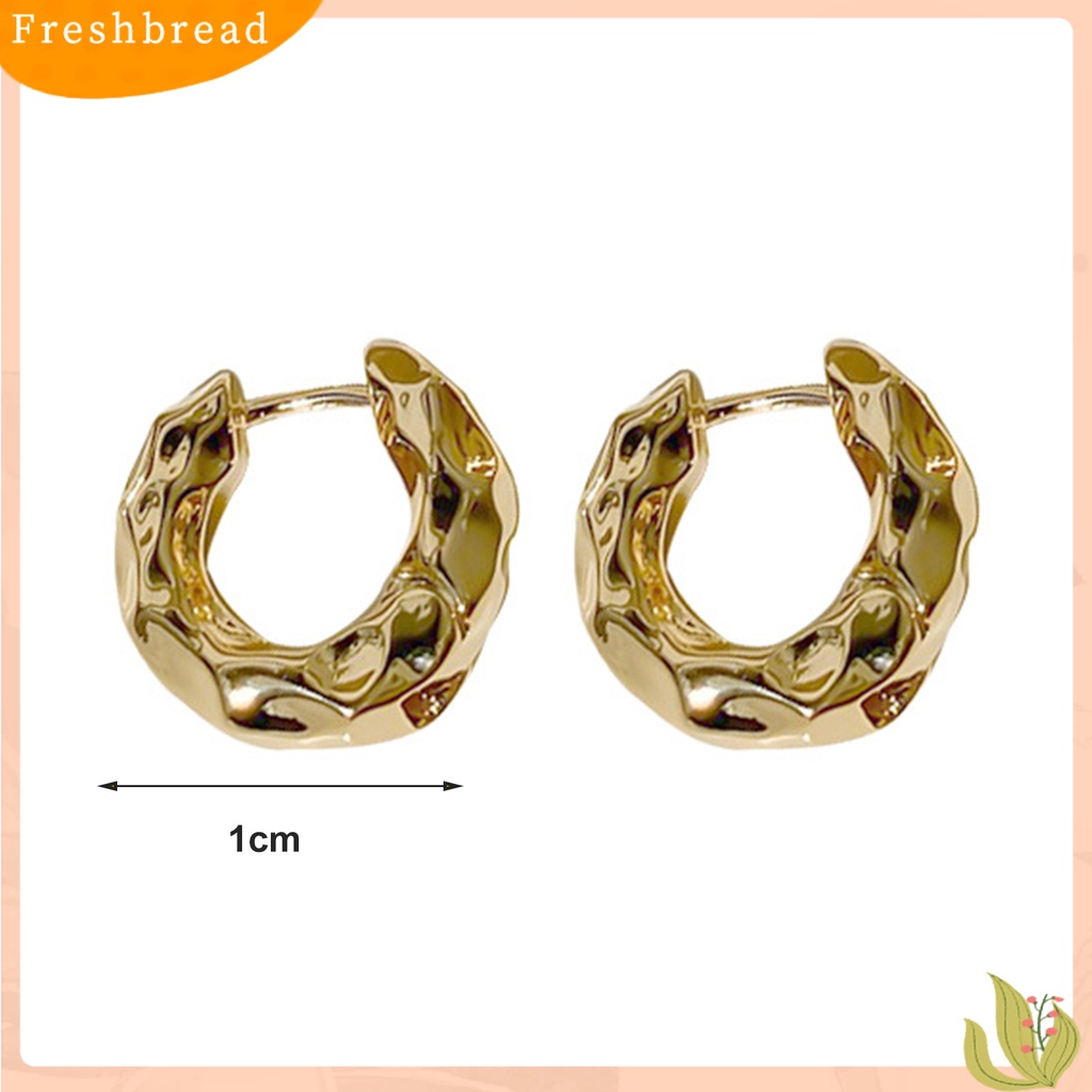 &lt; Freshbread &gt; 1pasang Anting Wanita Tidak Teratur Lingkaran Logam Perhiasan Vintage Geometris Hoop Earrings Hadiah Ulang Tahun