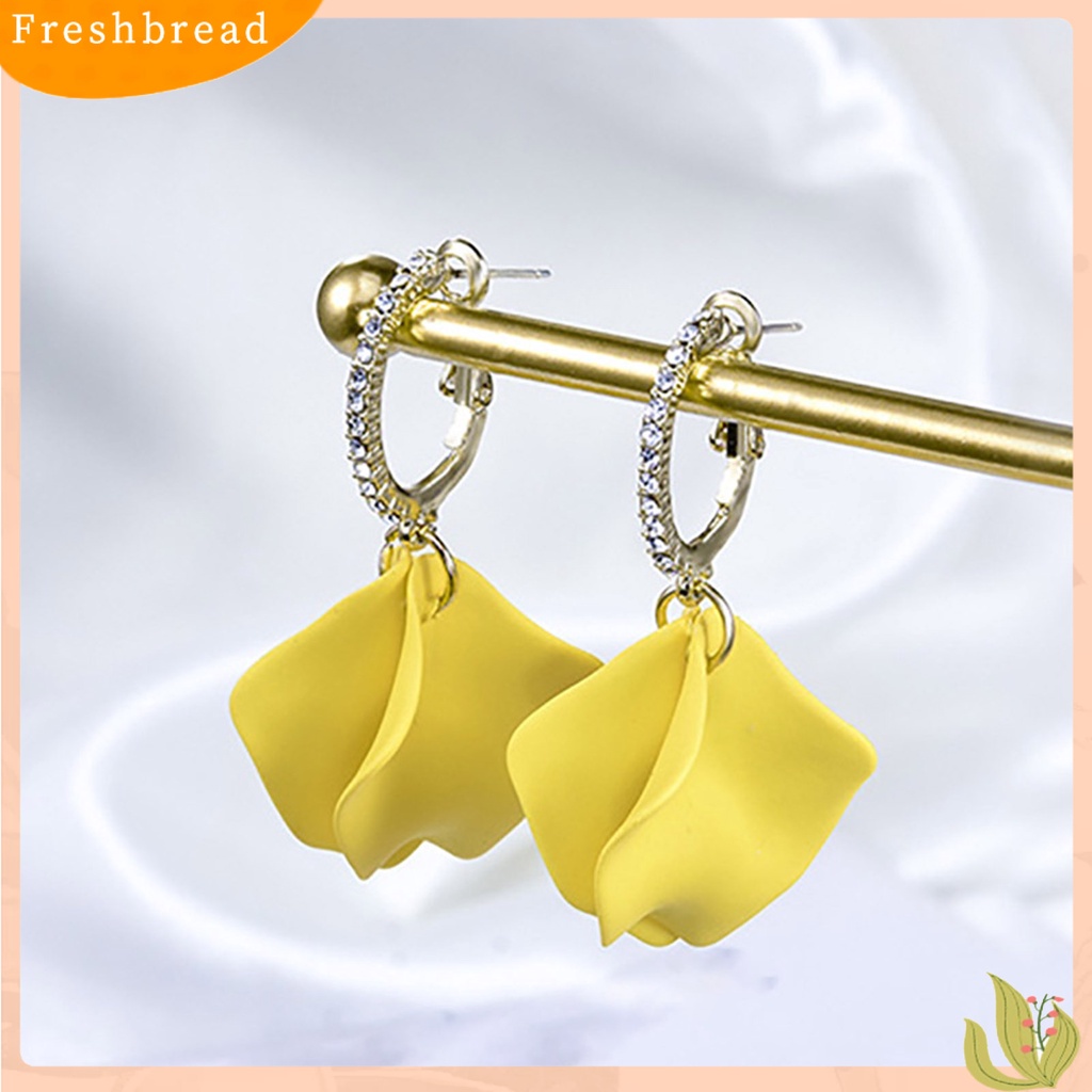 &lt; Freshbread &gt; 1pasang Anting Liontin Hias Anting Hoop Kelopak Bunga Mawar Artistik Untuk Hadiah