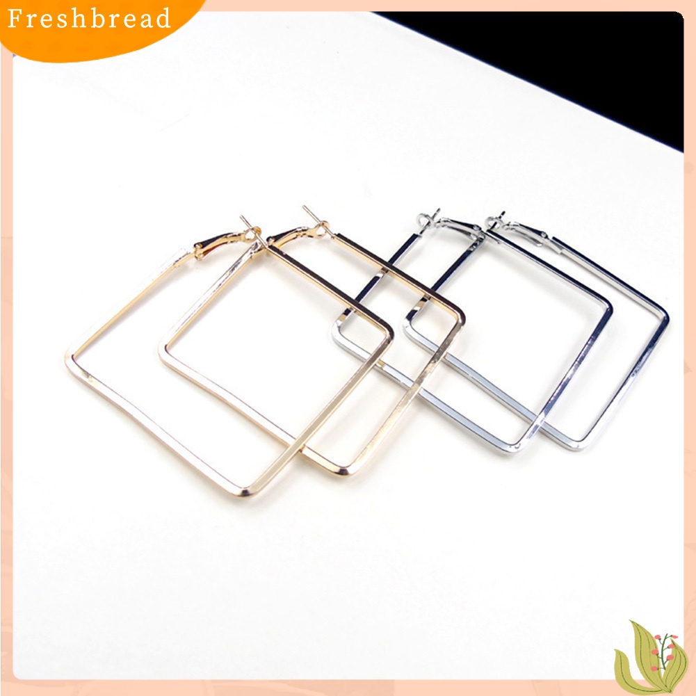 &lt; Freshbread &gt; Fashion Wanita Berongga Persegi Menjuntai Pernyataan Huggie Anting Pesta Perhiasan Hadiah