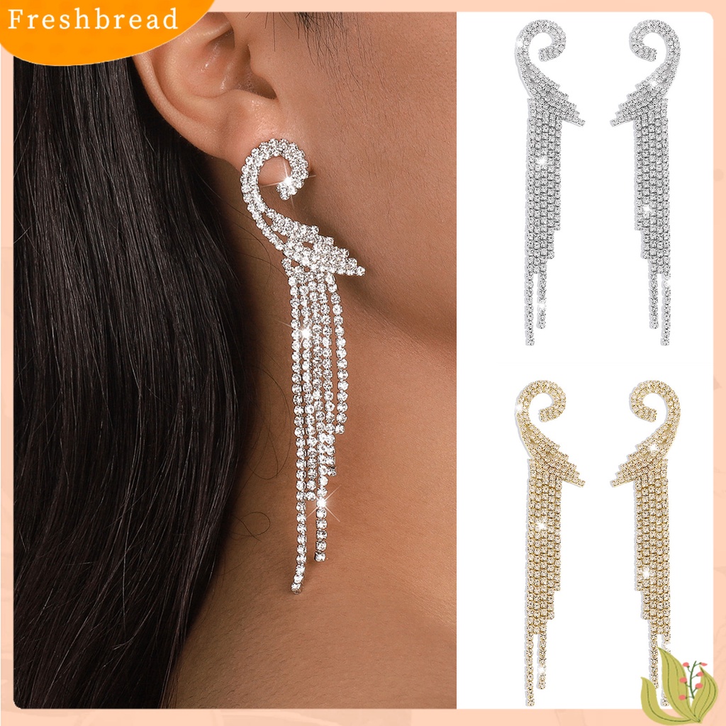 &lt; Freshbread &gt; 1pasang Anting Menjuntai Gaya Bohemian Rumbai Panjang Geometris Temperamen Mewah Dekorasi Hadiah Wanita Fashion Berlian Imitasi Mengkilap Hias Drop Earrings Untuk Perjamuan