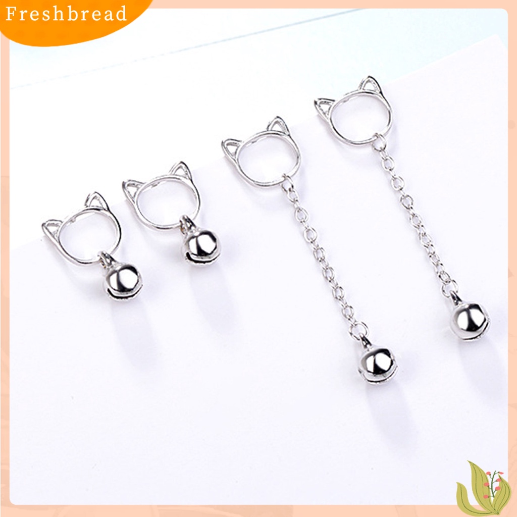 &lt; Freshbread &gt; 1pasang Piercing Ear Stud Anting Tusuk Tema Kucing Hias Tembaga Untuk Pesta