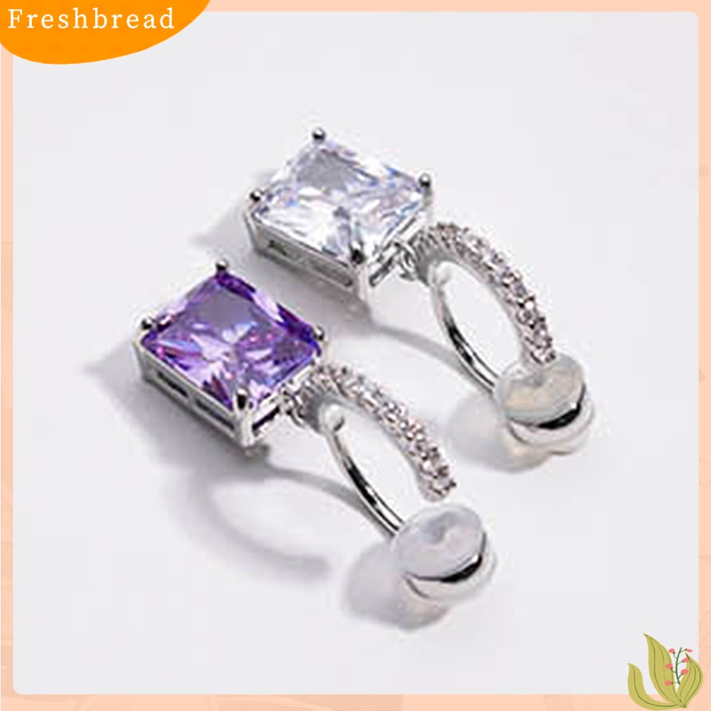 &lt; Freshbread &gt; 1pasang Anting Menjuntai Geometris Persegi Perhiasan Tahan Lama Kilau Cerah Anting Hoop Untuk Pakaian Sehari-Hari