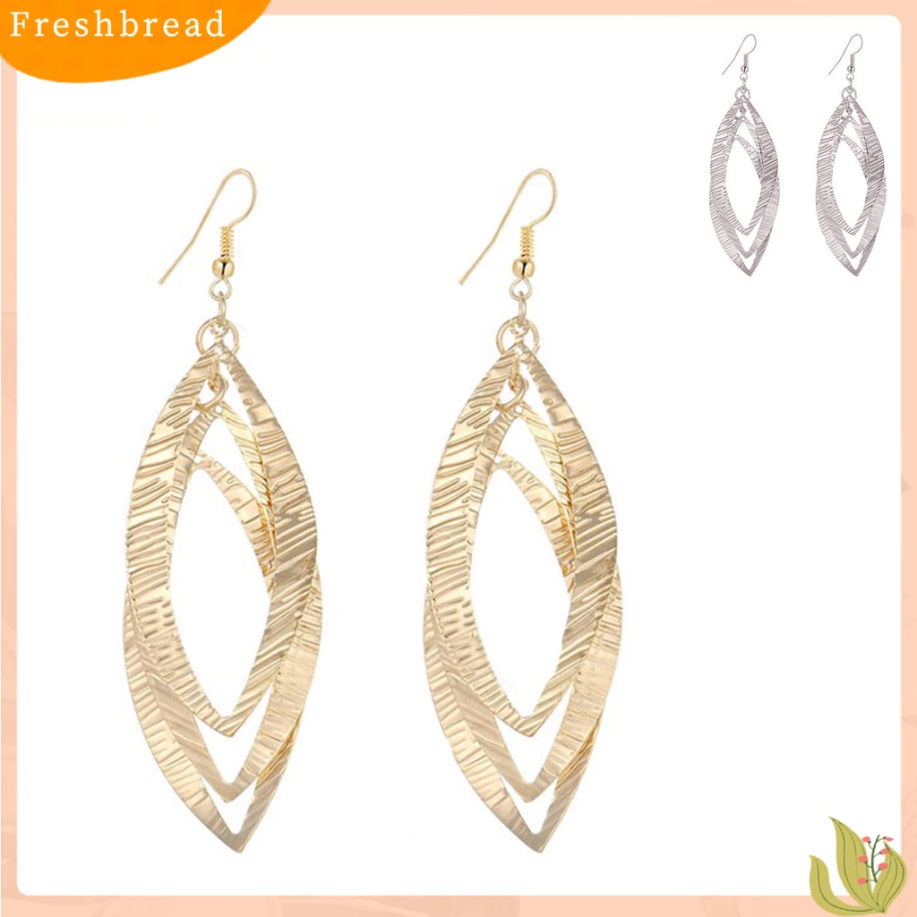 &lt; Freshbread &gt; 1pasang Anting Drop Bahan Alloy Tahan Korosi Ramah Kulit Anti Luntur Anting Daun Rantai Panjang Untuk Wanita